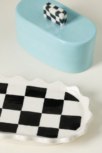 The Beige Motel Checkered Butter Dish